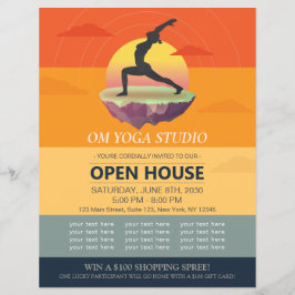 Flyer Meditação de Yoga Pose Sun Flying Island Open Hous