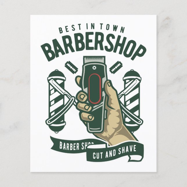 Flyer Melhor Logotipo Vintage de Barbearia (Frente)