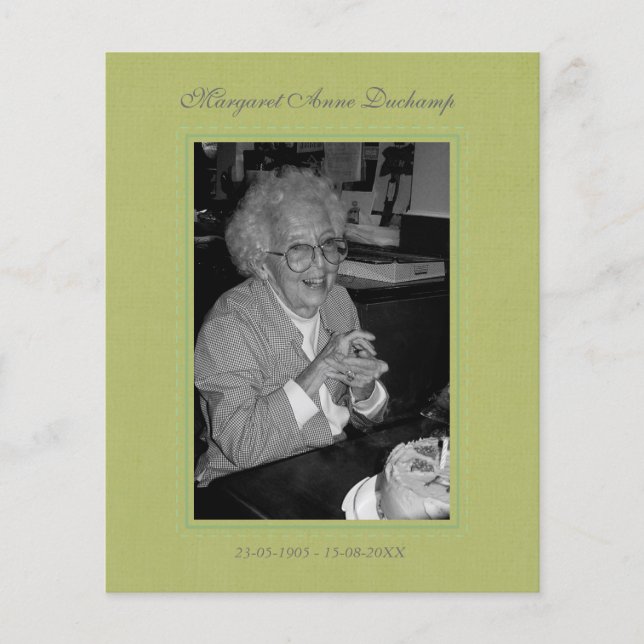 Flyer Memoriam Lembrança: Foto de Aviso de Morte (Frente)