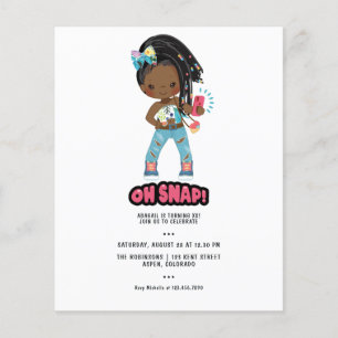 Flyer Menina Afro-Americana Tranças Selfie Aniversário