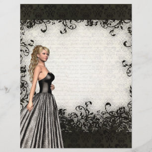 Flyer Menina do baile de formatura em um vestido preto