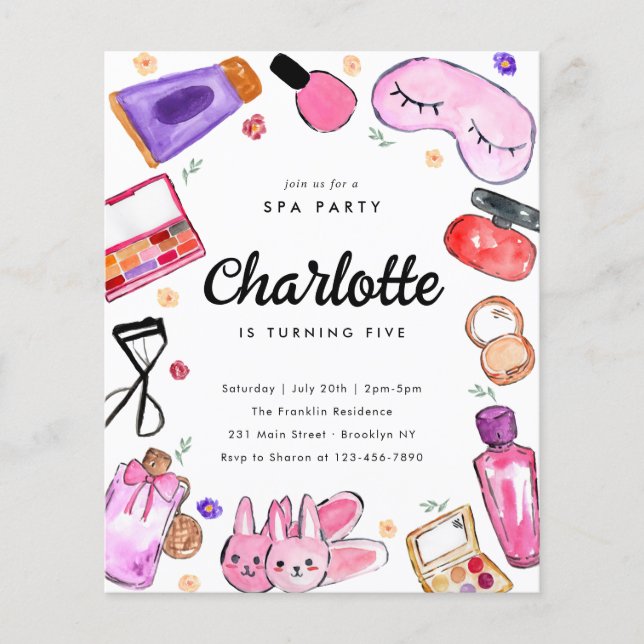 Flyer Meninas de Maqueamento Baratas Pajama Spa Aniversá (Frente)