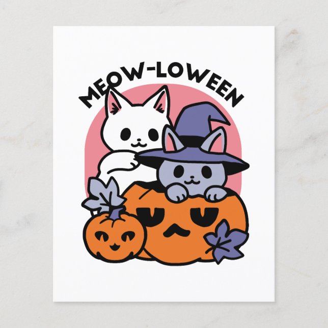Flyer Meow-Loween - Design de Gato de Halloween (Frente)