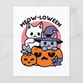 Flyer Meow-Loween - Design de Gato de Halloween