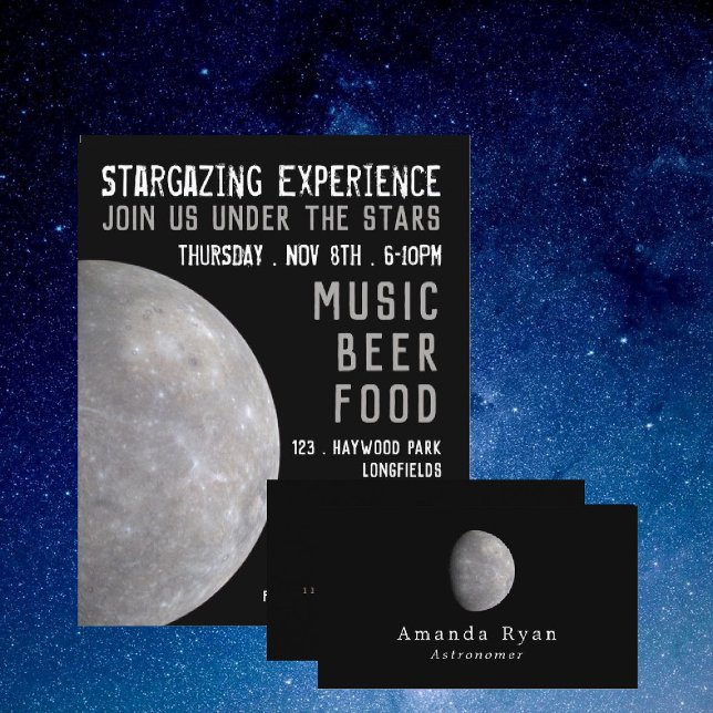 Flyer Mercúrio Planeta, Propaganda por Eventos Planetári (Criador carregado)