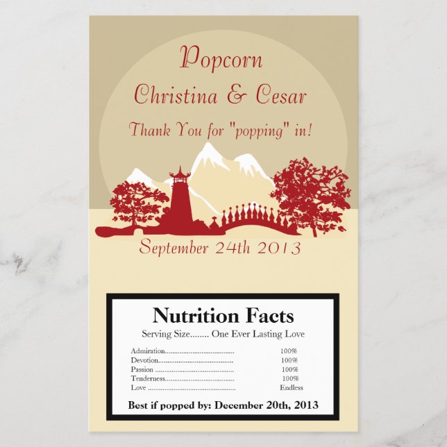 Flyer Microwave Popcorn Wrapper Snowcap Monte Garde Asiá (Frente)