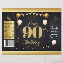 Flyer Milestone Birthday Gold Black Chip Bag Wrappers