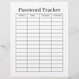Flyer Minimalist Password Tracker 
