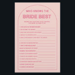 Flyer Minimalista que conhece a noiva melhor chá de pane<br><div class="desc">Projetado para coordenar com a nossa Coleção de Tipos Negros, este cor-de-rosa que conhece o melhor jogo de chá de panela da noiva apresenta a trendy & popular arch com texto ousado em sotaques cor-de-rosa & fuchsia. Para personalização mais avançada deste design, por exemplo, alteração do layout, da fonte ou...</div>