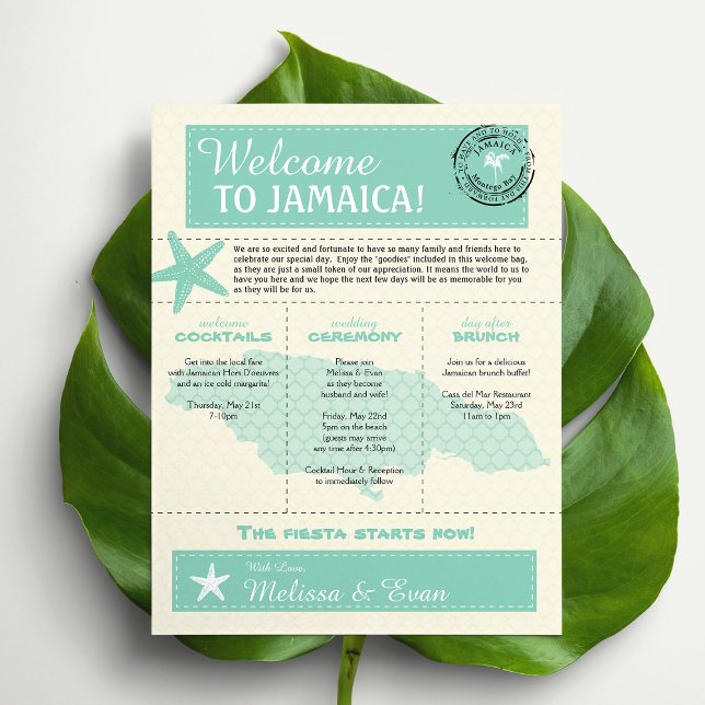 Flyer Mint Green Jamaica Wedding Letter (Criador carregado)