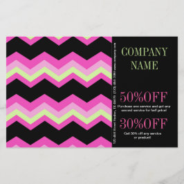 Flyer Moda de Padrão Geométrico Pink e Chevron Preto