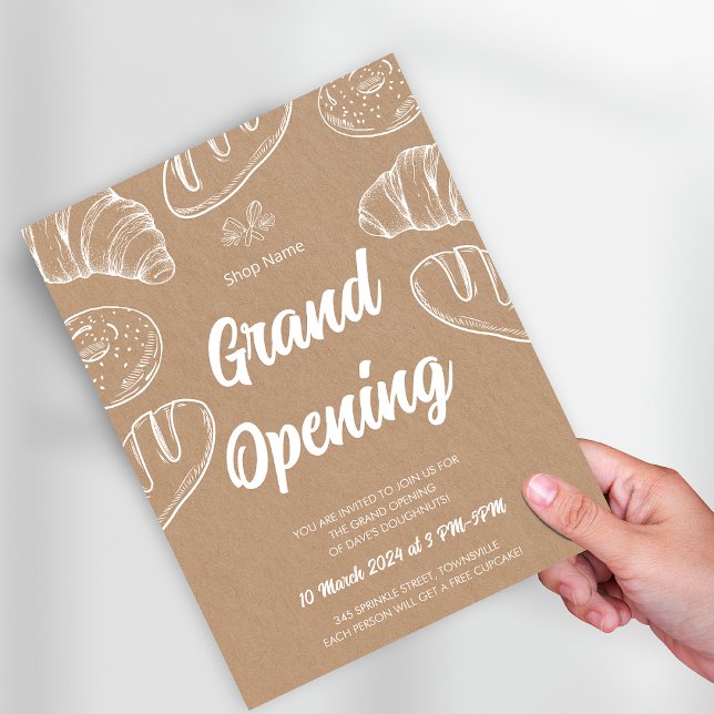 Flyer Modelo da Grande Abertura da Padaria (Pastry Bakery Business Grand Opening Template Flyer)