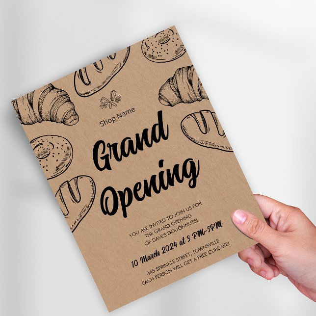 Flyer Modelo da Grande Abertura da Padaria (Pastry Bakery Business Grand Opening Template Flyer)