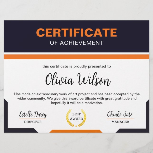 Flyer Modelo de certificado (Frente)