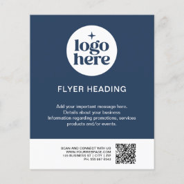 Flyer Modelo de Código QR de Negócios Azul Moderno Perso