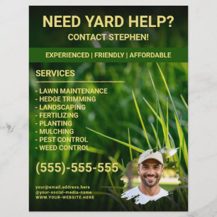 Flyer Modelo de Foto Personalizada do Landscaper do Lawn