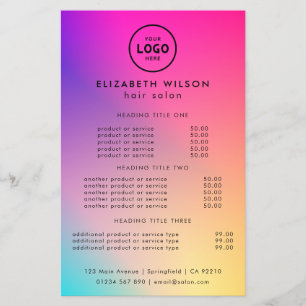 Flyer Modelo de Lista de Preços de Salão de Luxo Moderno