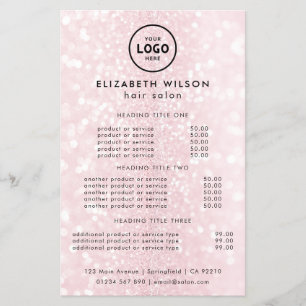 Flyer Modelo de Lista de Preços de Salão de Luxo Moderno