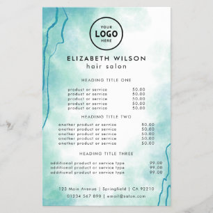 Flyer Modelo de Lista de Preços de Salão de Luxo Moderno