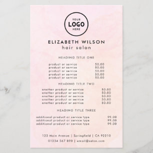 Flyer Modelo de Lista de Preços de Salão de Luxo Moderno