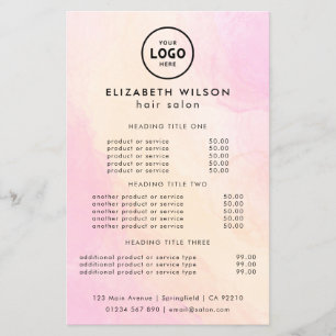 Flyer Modelo de Lista de Preços de Salão de Luxo Moderno