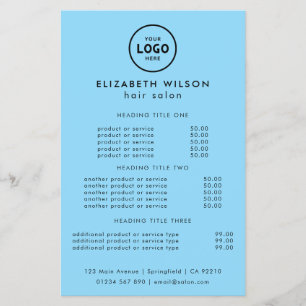 Flyer Modelo de Lista de Preços de Salão de Luxo Moderno