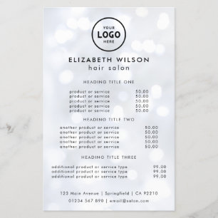 Flyer Modelo de Lista de Preços de Salão de Luxo Moderno