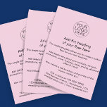 Flyer Modelo de logotipo de empresa rosa personalizado<br><div class="desc">Promova sua empresa ou evento em estilo com este modelo de folheto rosa personalizável. Com espaço para o seu logotipo, título, detalhes de produto ou serviço e informações de contato, este design é perfeito para pequenas empresas, empreendedores, eventos, vendas ou anúncios de loja. O layout limpo e moderno, aliado a...</div>