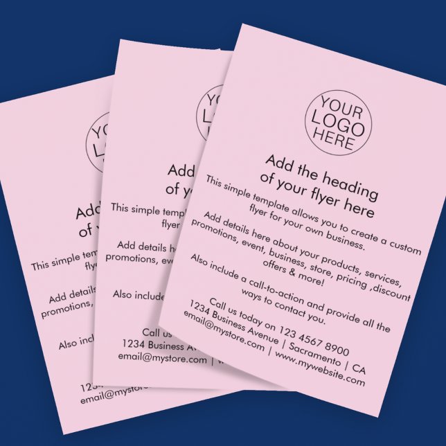 Flyer Modelo de logotipo de empresa rosa personalizado (Criador carregado)