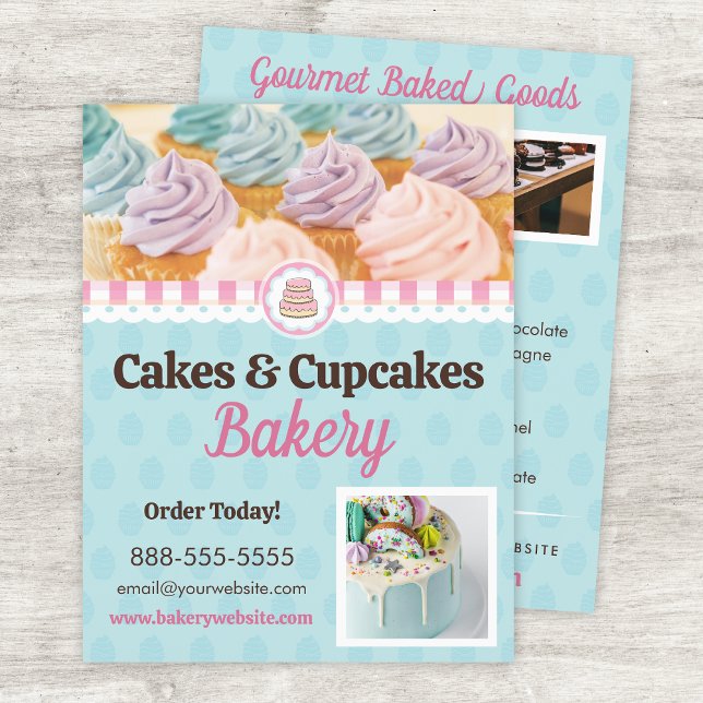 Flyer Modelo de Panificação de Bolos e Cupcakes (Criador carregado)