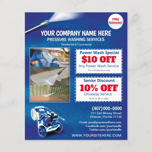 Flyer Modelo de pano de pressão de lavagem de energia (Frente)