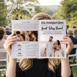 Flyer Modelo de Programa de Casamento em Jornal Dobrável