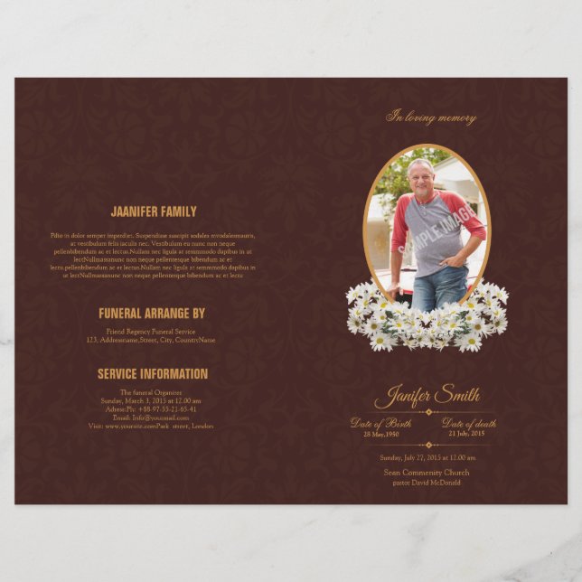 Flyer Modelo do Programa Funeral Imprimível (Frente)