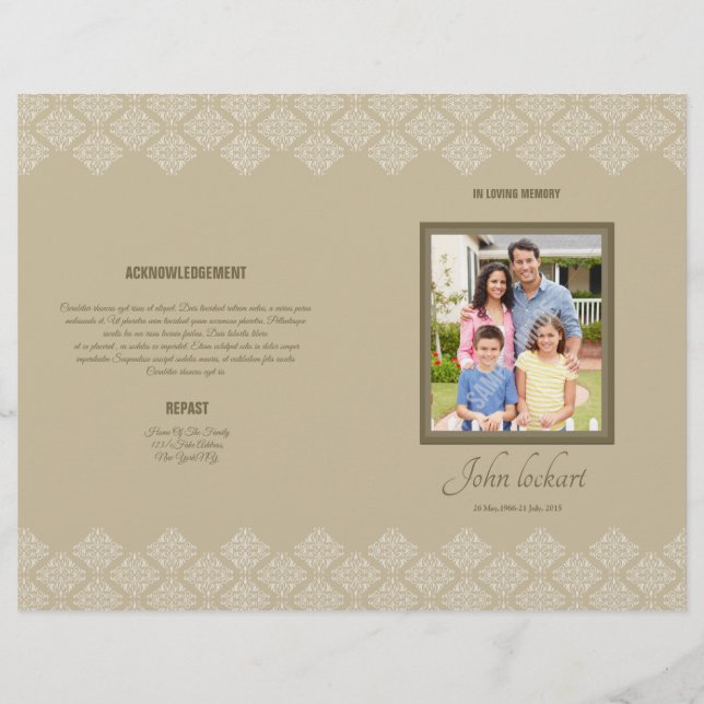 Flyer Modelo do Programa Funeral Imprimível (Frente)