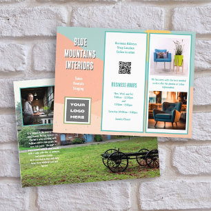 Flyer Modelos de Fotos de Código QR Dobrados em Z de Fol