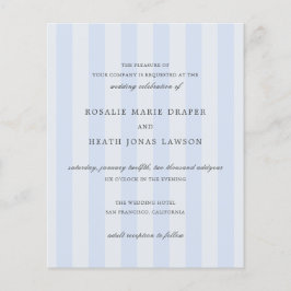 Flyer Modern Blue Stripes Elegant Budget Wedding Invite