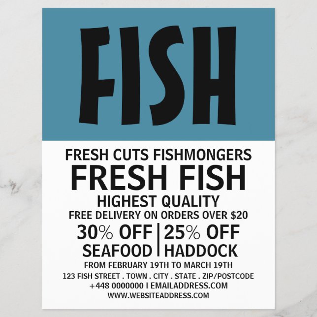 Flyer Modern Bold, Fishmonger/Esposa, Mercado de Peixes (Frente)