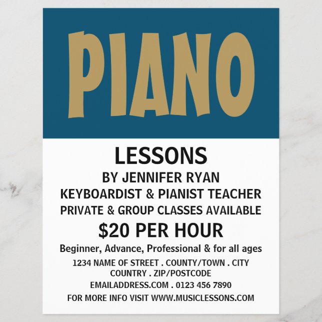 Flyer Modern Bold, Keyboard, Piano Lessons (Frente)