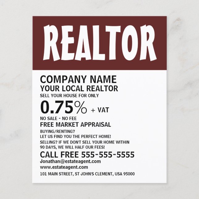 Flyer Modern Bold, Realtor, Publicidade de Agentes Estad (Frente)