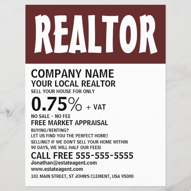 Flyer Modern Bold, Realtor, Publicidade de Agentes Estad (Frente)