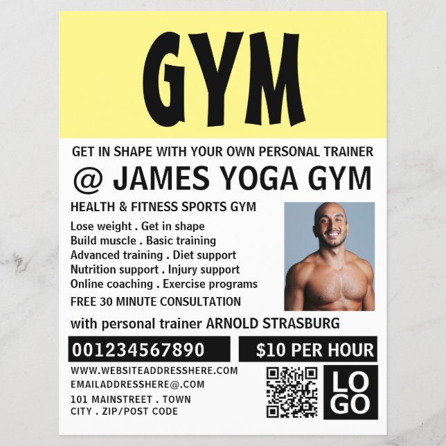 Flyer Modern Bold, Treinador Pessoal, Publicidade De Gym (Frente)
