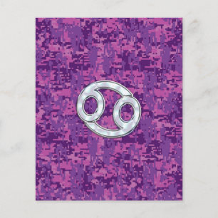 Flyer Modern Cancer Zodiac Symbol on Pink Digital Camo