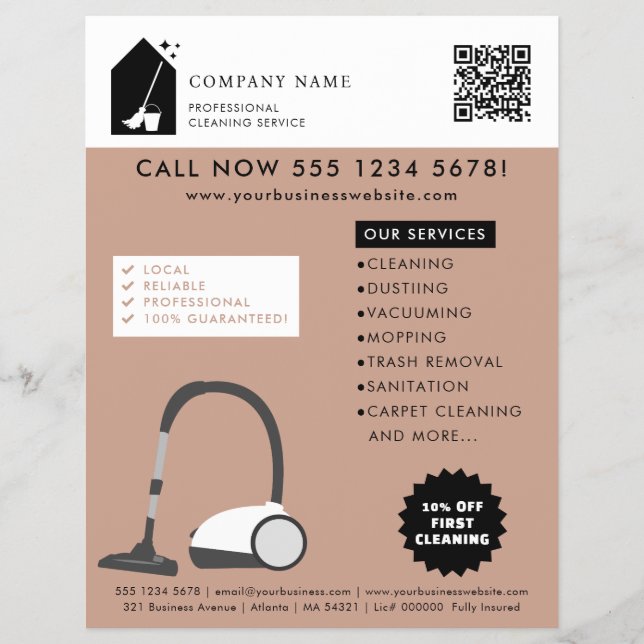 Flyer Modern Cleaning Cleaner Services Logo Terracotta (Frente)