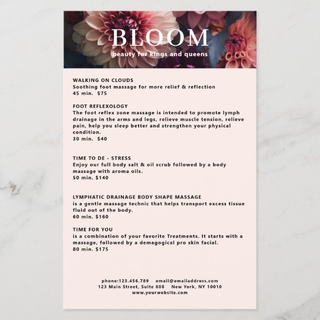 Flyer Modern Flower Salon Pricelist QR Code (Frente)