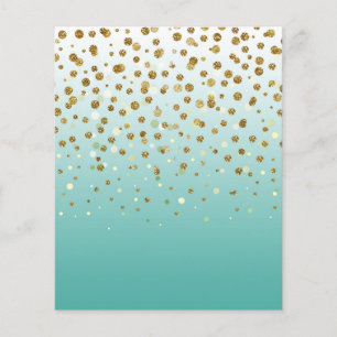 Flyer Modern Girly gold glitter confetti Blue Gradient