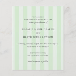 Flyer Modern Green Stripes Elegant Budget Wedding Invite
