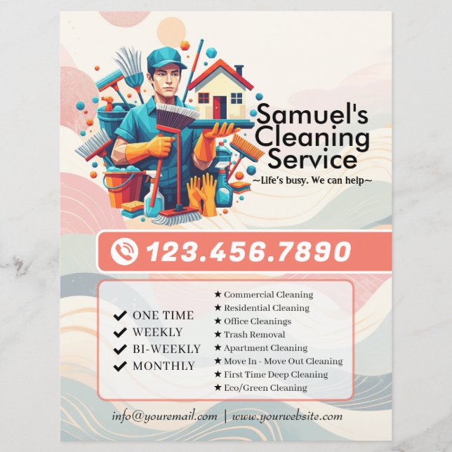 Flyer Modern House Cleaning Maid Service Housekeeping (Frente)