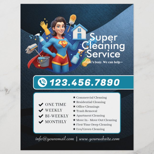 Flyer Modern House Cleaning Maid Service Housekeeping (Frente)