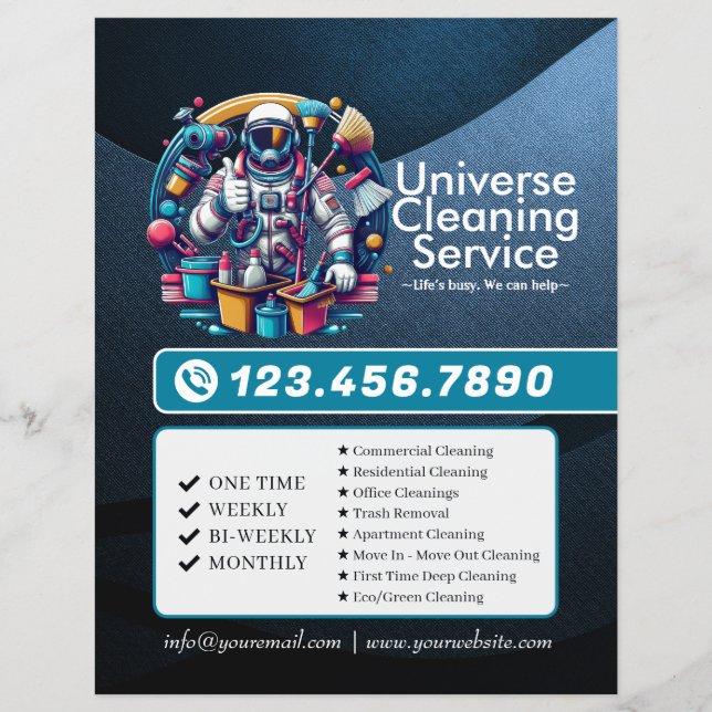 Flyer Modern House Cleaning Maid Service Housekeeping (Frente)