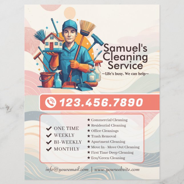 Flyer Modern House Cleaning Maid Service Housekeeping (Frente)